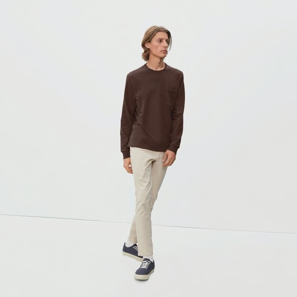 *NWT* Everlane Uniform Men’s The Organic Cotton Long-Sleeve Pocket Tee Coffee S - Picture 4 of 14